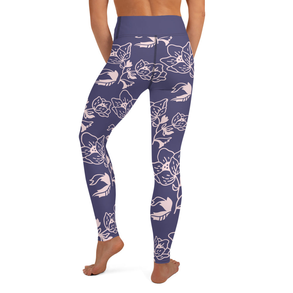 Floral Blue High Waist Leggings