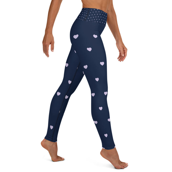 Hearts Navy Blue High Waist Leggings