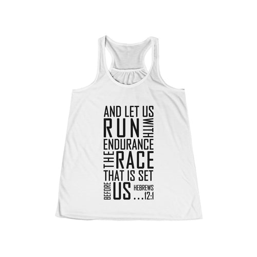 Keep Running the Race Hebrews 12:1 Christian Flowy Racerback Tank