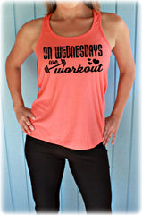 On Wednesdays We Workout Flowy Fitness Tank Top. Womens Inspirational Shirt. Ladies Workout Apparel.